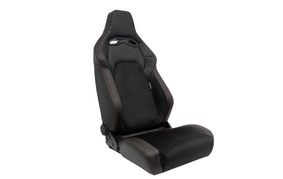 Sports seat VGR Premium - Black Leather & Alcantara + Red stitching - Double-sided adjustable