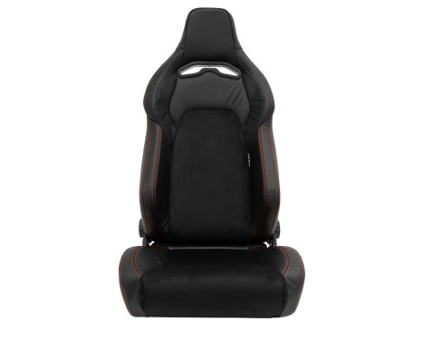 Sports seat VGR Premium - Black Leather & Alcantara + Red stitching - Double-sided adjustable, Image 3