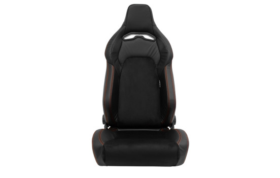 Sports seat VGR Premium - Black Leather & Alcantara + Red stitching - Double-sided adjustable, Image 3