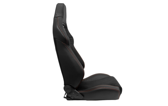 Sports seat VGR Premium - Black Leather & Alcantara + Red stitching - Double-sided adjustable, Image 4