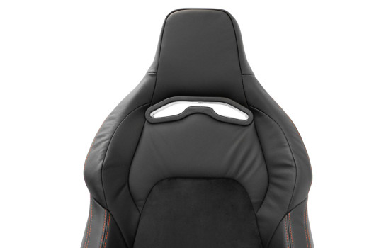 Sports seat VGR Premium - Black Leather & Alcantara + Red stitching - Double-sided adjustable, Image 6