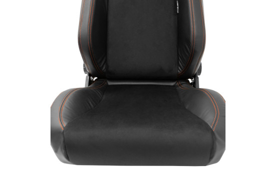 Sports seat VGR Premium - Black Leather & Alcantara + Red stitching - Double-sided adjustable, Image 7