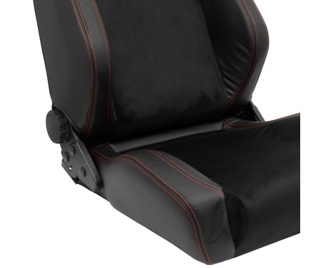 Sports seat VGR Premium - Black Leather & Alcantara + Red stitching - Double-sided adjustable, Image 8