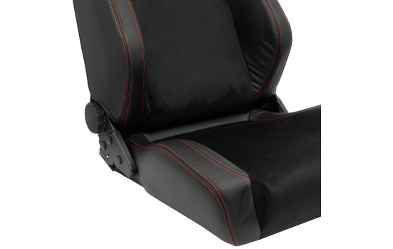 Sports seat VGR Premium - Black Leather & Alcantara + Red stitching - Double-sided adjustable, Image 8