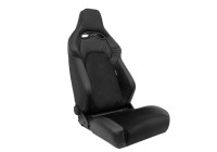 Sports seat VGR Premium - Black Leather & Alcantara + Silver stitching - Double-sided adjustable