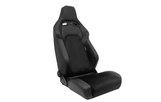 Sports seat VGR Premium - Black Leather & Alcantara + Silver stitching - Double-sided adjustable