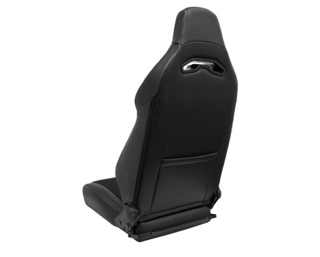 Sports seat VGR Premium - Black Leather & Alcantara + Silver stitching - Double-sided adjustable, Image 2