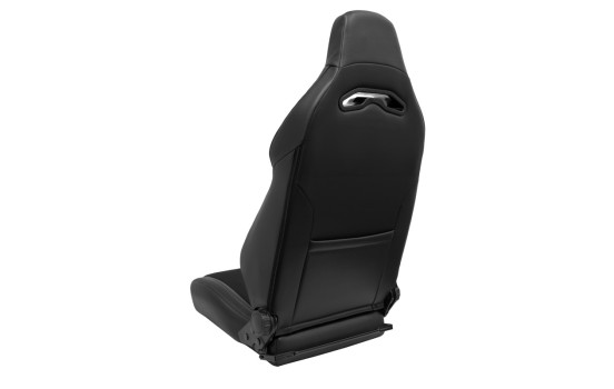 Sports seat VGR Premium - Black Leather & Alcantara + Silver stitching - Double-sided adjustable, Image 2