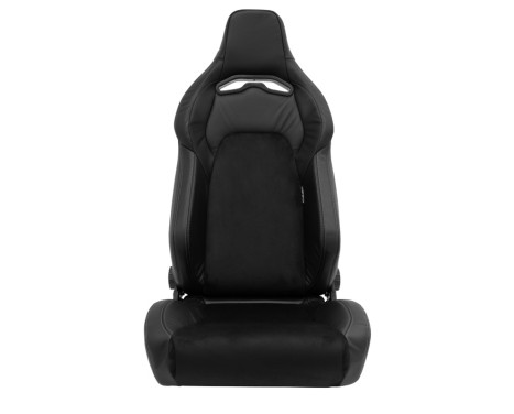Sports seat VGR Premium - Black Leather & Alcantara + Silver stitching - Double-sided adjustable, Image 3