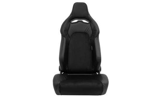 Sports seat VGR Premium - Black Leather & Alcantara + Silver stitching - Double-sided adjustable, Image 3