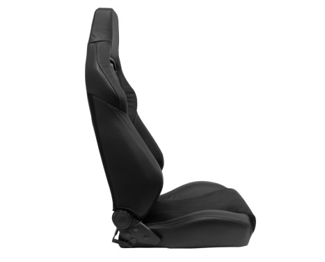 Sports seat VGR Premium - Black Leather & Alcantara + Silver stitching - Double-sided adjustable, Image 4