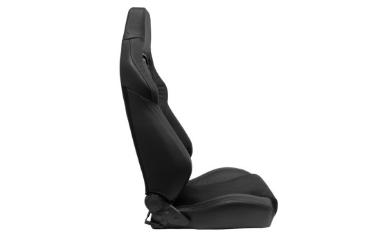 Sports seat VGR Premium - Black Leather & Alcantara + Silver stitching - Double-sided adjustable, Image 4