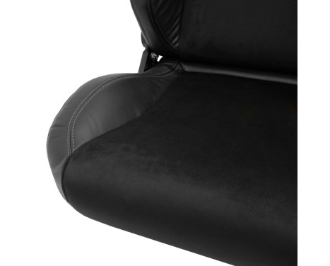Sports seat VGR Premium - Black Leather & Alcantara + Silver stitching - Double-sided adjustable, Image 5