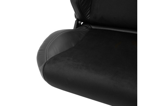Sports seat VGR Premium - Black Leather & Alcantara + Silver stitching - Double-sided adjustable, Image 5