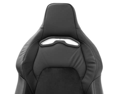 Sports seat VGR Premium - Black Leather & Alcantara + Silver stitching - Double-sided adjustable, Image 6