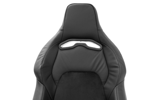 Sports seat VGR Premium - Black Leather & Alcantara + Silver stitching - Double-sided adjustable, Image 6