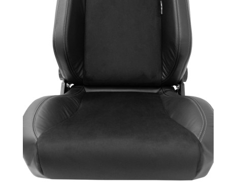 Sports seat VGR Premium - Black Leather & Alcantara + Silver stitching - Double-sided adjustable, Image 7
