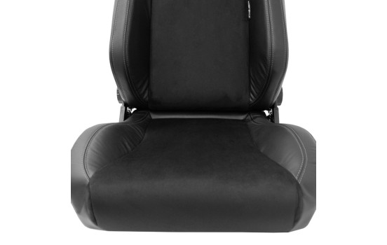 Sports seat VGR Premium - Black Leather & Alcantara + Silver stitching - Double-sided adjustable, Image 7