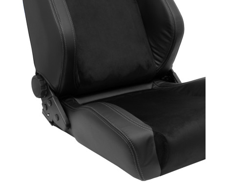Sports seat VGR Premium - Black Leather & Alcantara + Silver stitching - Double-sided adjustable, Image 8