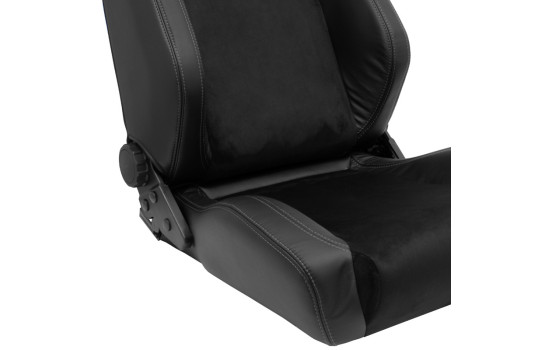Sports seat VGR Premium - Black Leather & Alcantara + Silver stitching - Double-sided adjustable, Image 8