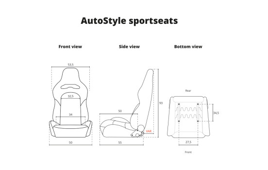 Sports seat VGR Premium - Black Leather & Alcantara + Silver stitching - Double-sided adjustable, Image 10