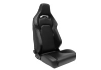VGR sports seat - Black faux leather + silver stitching - Double-sided adjustable backrest