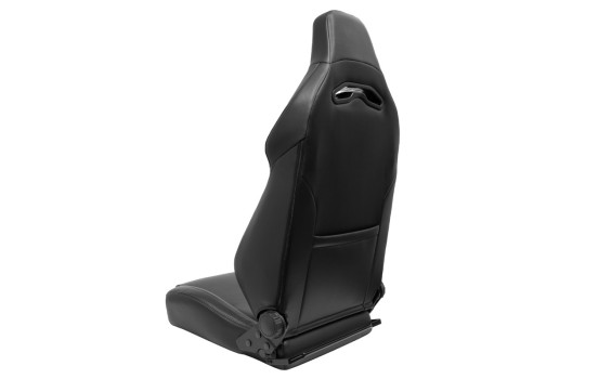 VGR sports seat - Black faux leather + silver stitching - Double-sided adjustable backrest, Image 2