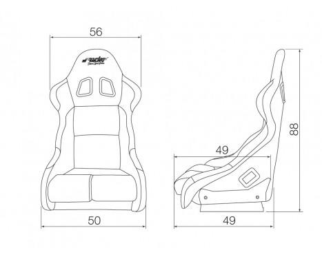 Simoni Racing Sport seat Damon - Black - Fixed back - Incl. Slides, Image 2