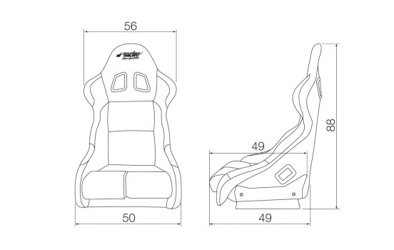 Simoni Racing Sport seat Damon - Black - Fixed back - Incl. Slides, Image 2