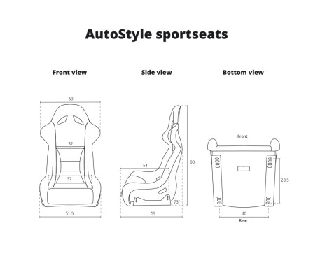 Sports seat 'BH' - Black Artificial leather - Fixed backrest - incl. slides, Image 8