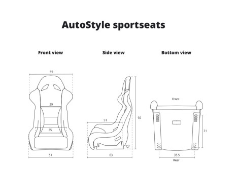 Sports seat 'BS1' - Red Artificial Leather - Fixed polyester backrest - incl. slides, Image 10