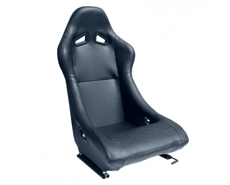 Sports seat 'BW' - Black Artificial leather - Fixed backrest - incl. slides