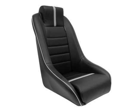 Sports seat 'Classic RS' - Black/Gray Artificial leather - Fixed backrest + Integrated headrest -