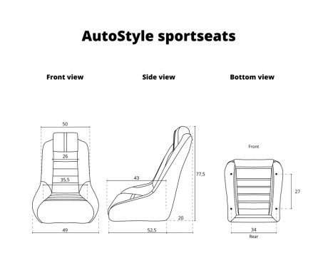 Sports seat 'Classic RS' - Black/Gray Artificial leather - Fixed backrest + Integrated headrest -, Image 10