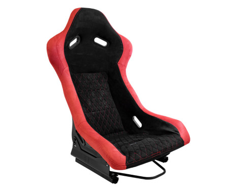 Sports seat 'LV' - Black/Red - Fixed polyester backrest - incl. slides