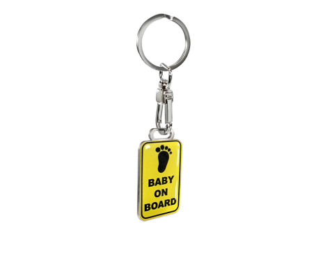 Stainless steel key ring - 'Baby On Board'