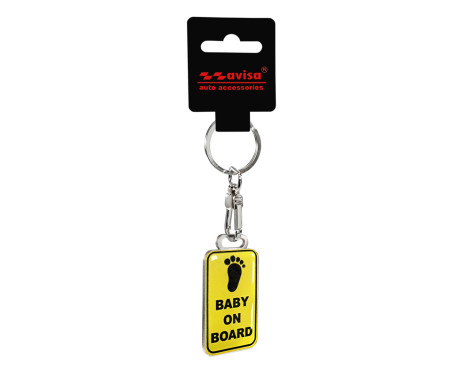 Stainless steel key ring - 'Baby On Board', Image 2
