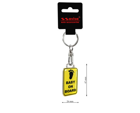 Stainless steel key ring - 'Baby On Board', Image 3