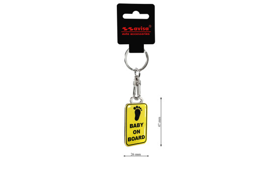 Stainless steel key ring - 'Baby On Board', Image 3