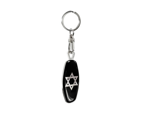 Stainless steel key ring - Emblem/ Flag Star of David+UK, Image 2
