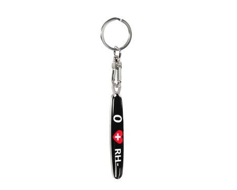 Stainless steel keychain - 'Blood Type' 0 RH-