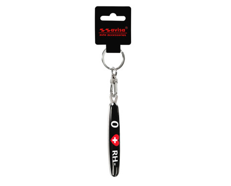 Stainless steel keychain - 'Blood Type' 0 RH-, Image 2