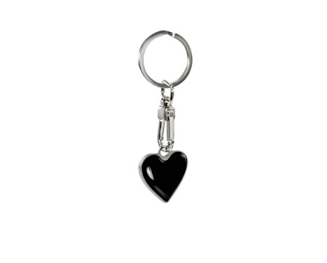Stainless steel keychain - 'Heart' Black