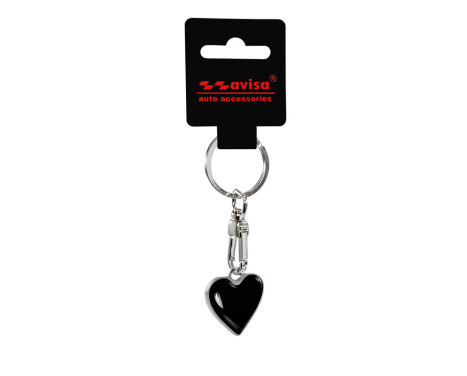 Stainless steel keychain - 'Heart' Black, Image 2