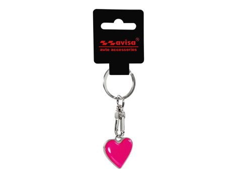 Stainless steel keychain - 'Heart' Pink, Image 2