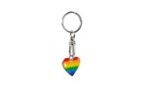 Stainless steel keychain - 'Heart' Rainbow