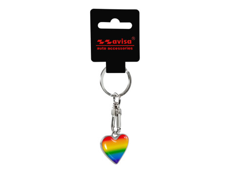 Stainless steel keychain - 'Heart' Rainbow, Image 2