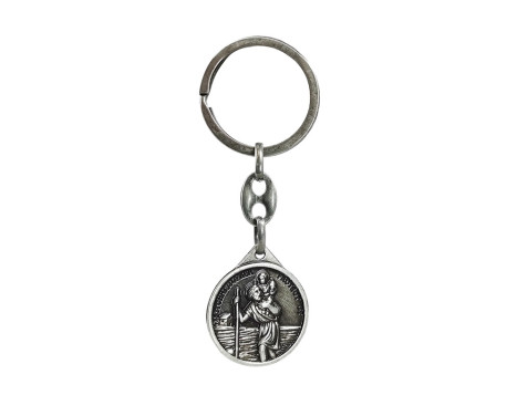Stainless Steel Keychain - 'St.Christopher' & 'Madonna of CzÄ™stochowa' (Silver colored)