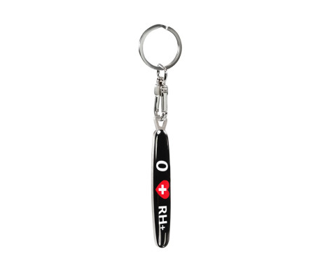 Stainless steel keyring - 'Blood Type' 0 RH+