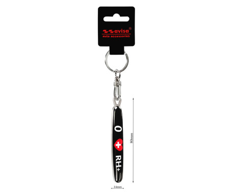 Stainless steel keyring - 'Blood Type' 0 RH+, Image 3